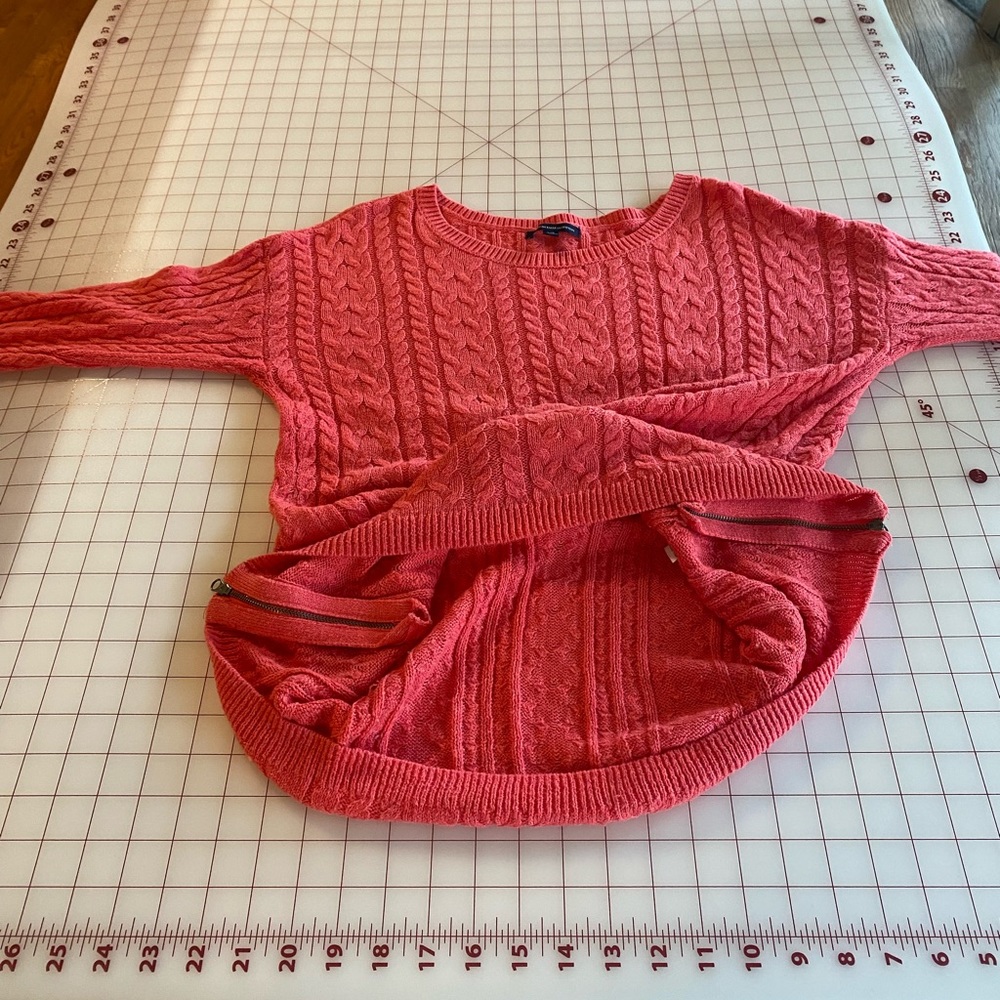 American Eagle Outfitters size large salmon pink knit braided boho sweater - Picture 9 of 16